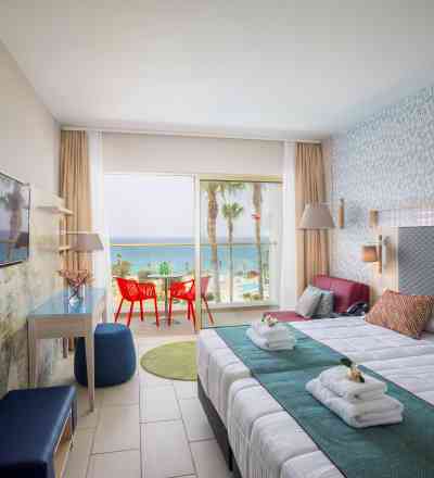 Elegant twin/double room at Leonardo Laura Beach & Splash Resort with sea view
